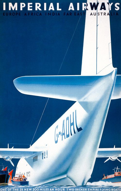 Imperial Airways Flying Boats Vintage Style Travel Poster 1936 Fine Art Print