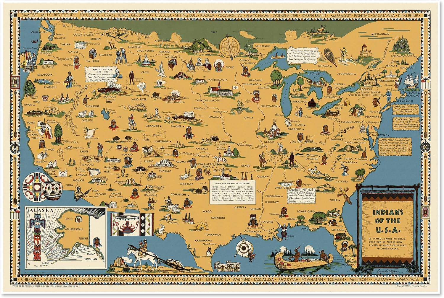 Indians of the USA Native American Tribes Historic Map Fine Art Print