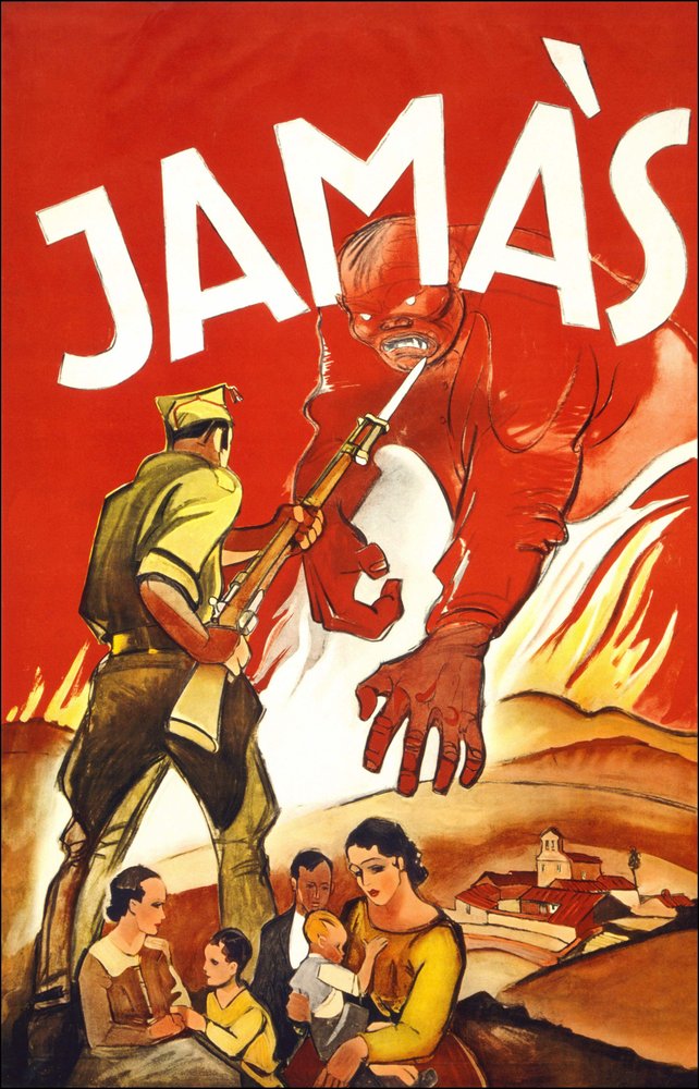 Jamás! (Never!)" Spanish Civil War Republican Propaganda 1930 Fine Art Print