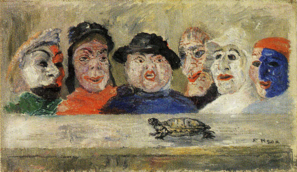 James Ensor Masks Looking at a Tortoise 1894 Fine Art Print