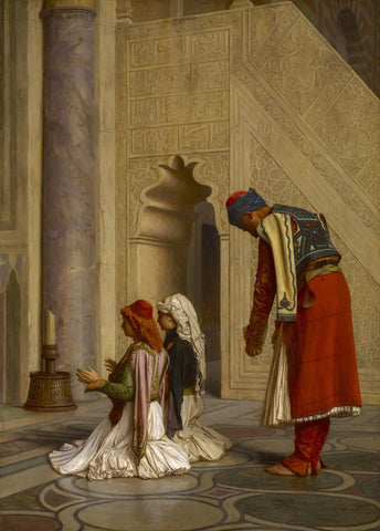 {{ product_title }} Fine Art Print | {{ product_vendor }} Jakero77 Jean Leon Gerome - Young Greeks at Mosque Islam (1865) - 17"x22" Fine Art Print Art Print  Jakero77
