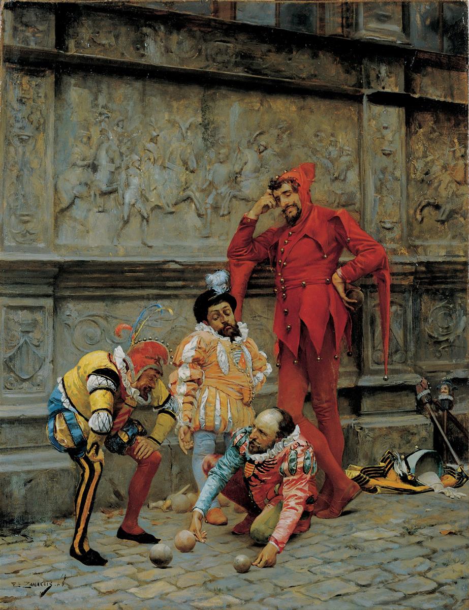 Eduardo Zamacois Jesters playing “Cochonnet” 1868 Fine Art Print