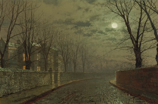 {{ product_title }} Fine Art Print | {{ product_vendor }} Jakero77 John Atkinson Grimshaw - A Moonlit Street (1882) - 17" x 22" Fine Art Print Art Print  Jakero77