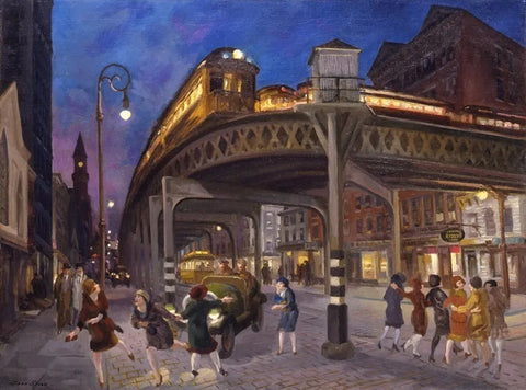 {{ product_title }} Fine Art Print | {{ product_vendor }} Jakero77 John Sloan - 6th Ave Elevated at 3rd St. (1928) NYC Train - 17" x 22" Art Print Art Print  Jakero77