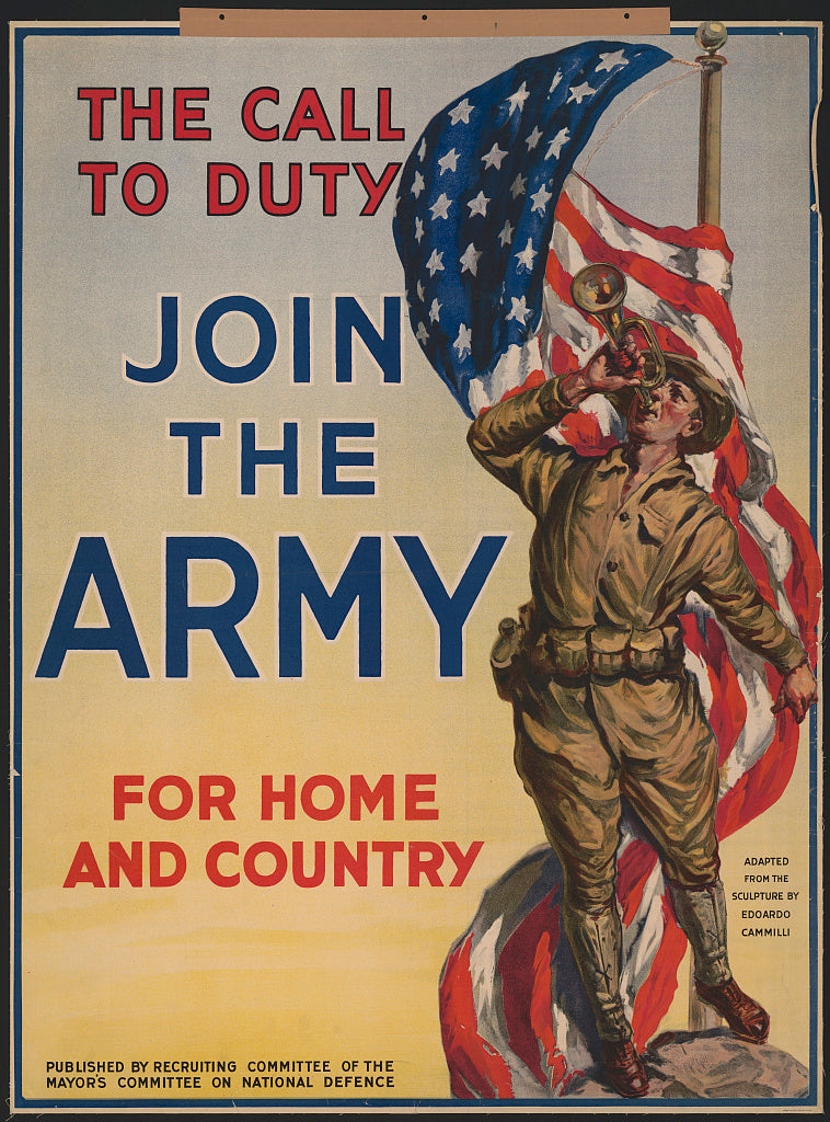 Join the Army World War I Patriotic Recruitment Poster 1917 Fine Art Print