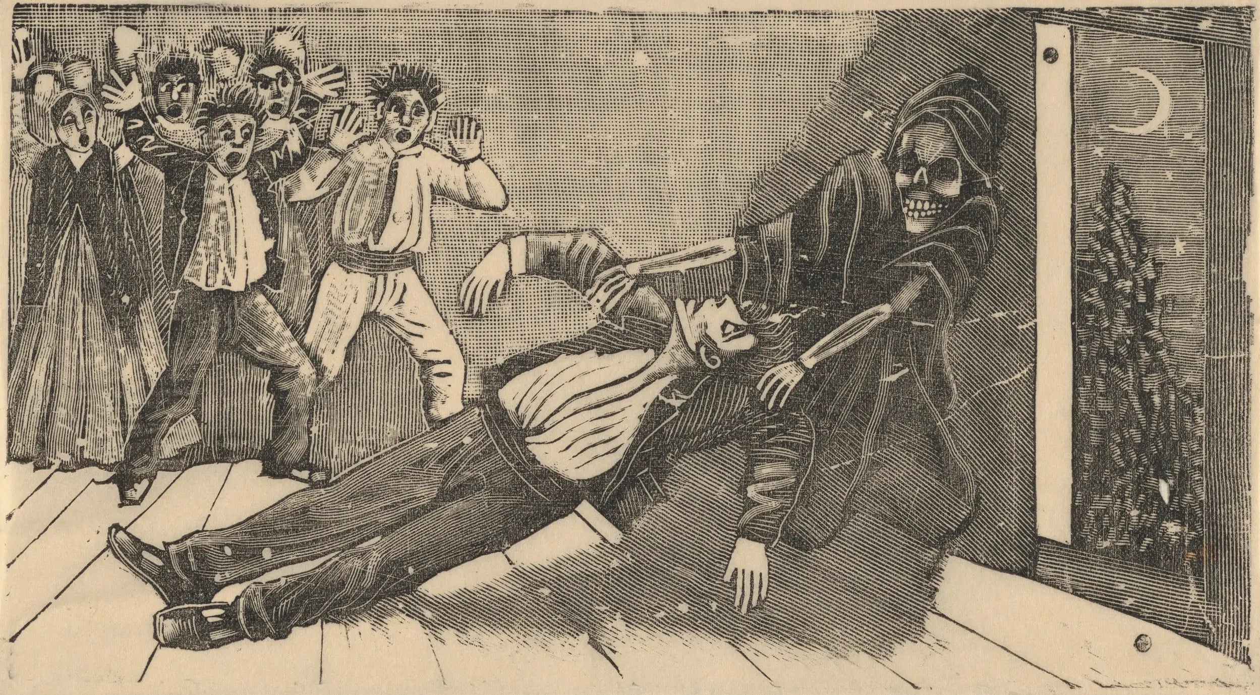 {{ product_title }} Fine Art Print | {{ product_vendor }} Jakero77 Jose Guadalupe Posada - Apparition Ghost of Don Juan (1893) - 17"x22" Art Print Art Print  Jakero77