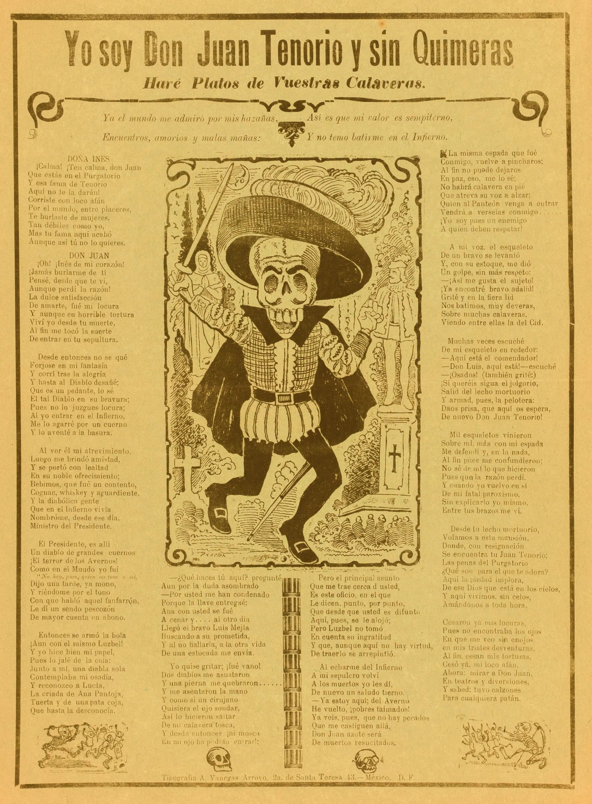 {{ product_title }} Fine Art Print | {{ product_vendor }} Jakero77 Jose Guadalupe Posada - Calavera Don Juan Tenorio (1890) - 17" x 22" Art Print Art Print  Jakero77