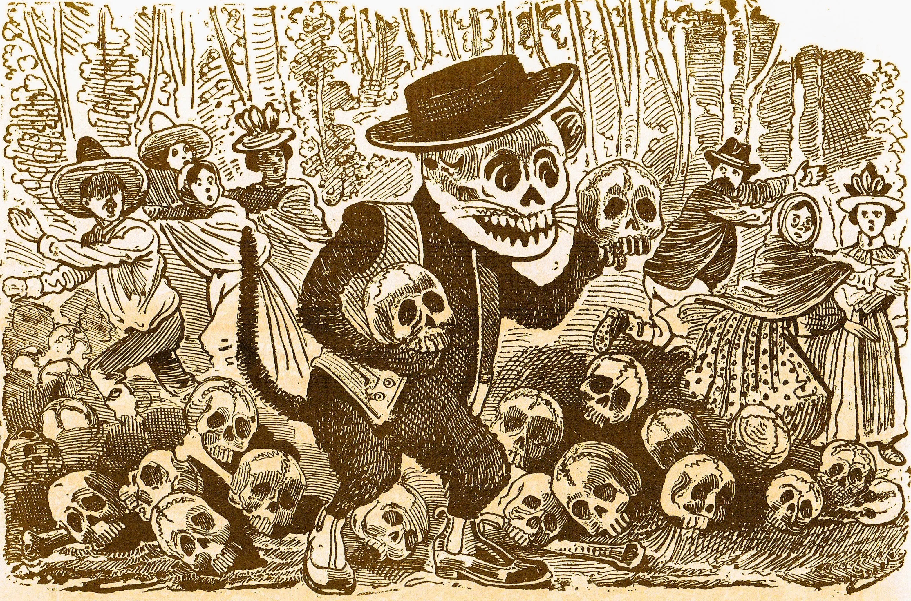 {{ product_title }} Fine Art Print | {{ product_vendor }} Jakero77 Jose Guadalupe Posada - Cat Calavera (circa 1890) - 17" x 22" Fine Art Print Art Print  Jakero77