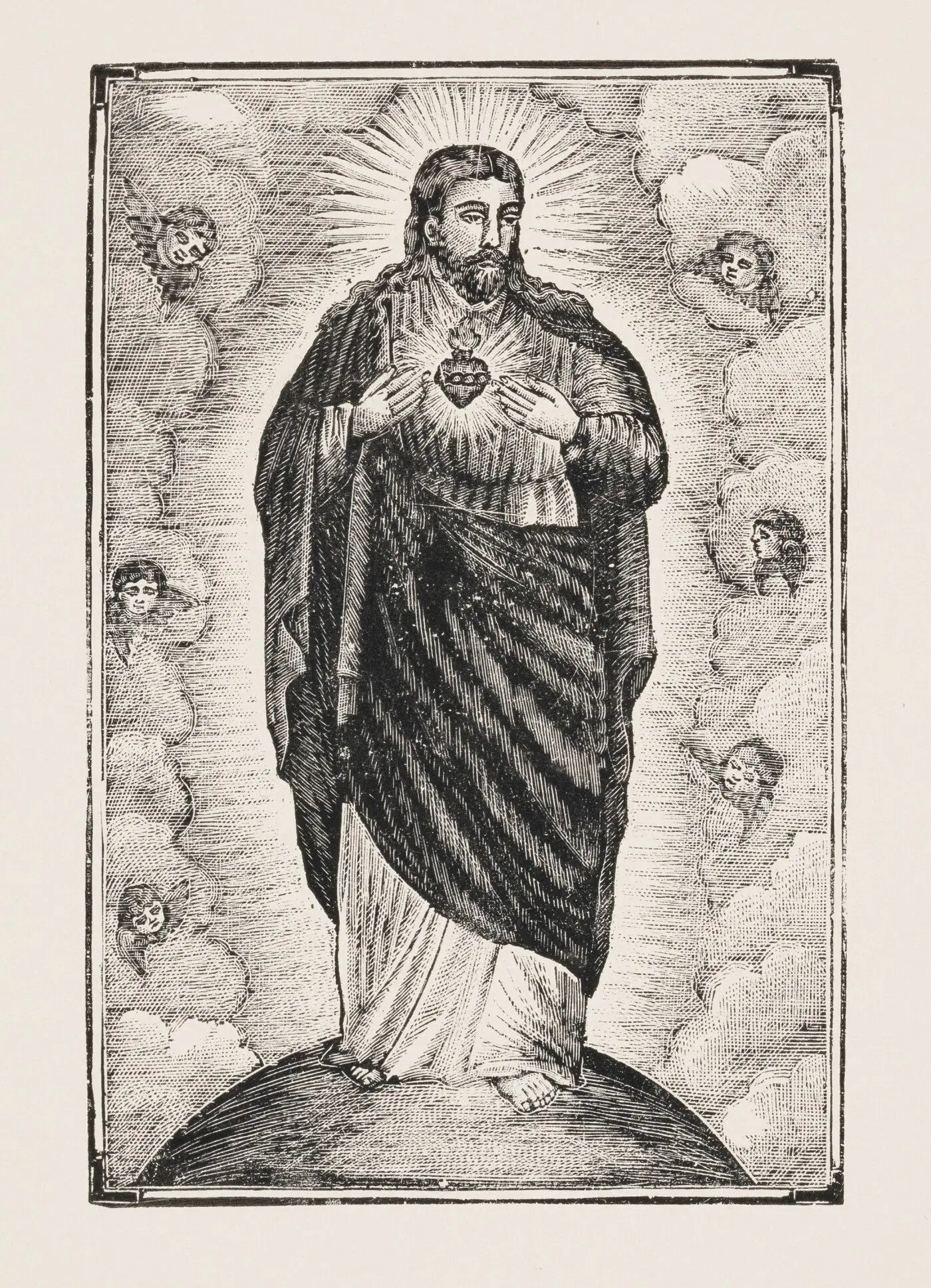 {{ product_title }} Fine Art Print | {{ product_vendor }} Jakero77 Jose Guadalupe Posada - Christ with Cherubs (1890s) - 17" x 22" Fine Art Print Art Print  Jakero77