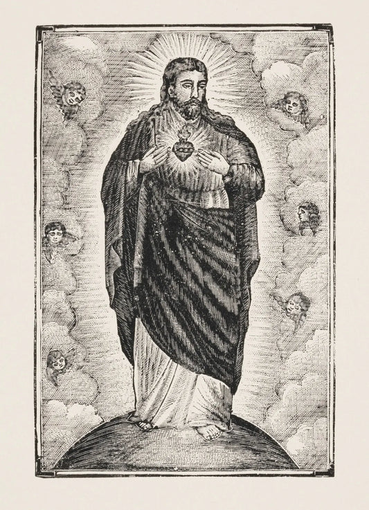 {{ product_title }} Fine Art Print | {{ product_vendor }} Jakero77 Jose Guadalupe Posada - Christ with Cherubs (1890s) - 17" x 22" Fine Art Print Art Print  Jakero77