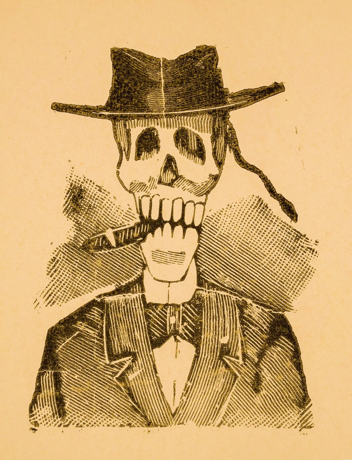 {{ product_title }} Fine Art Print | {{ product_vendor }} Jakero77 Jose Guadalupe Posada - Dapper Calavera Smoking Cigar (1910) - 17"x22" Art Print Art Print  Jakero77