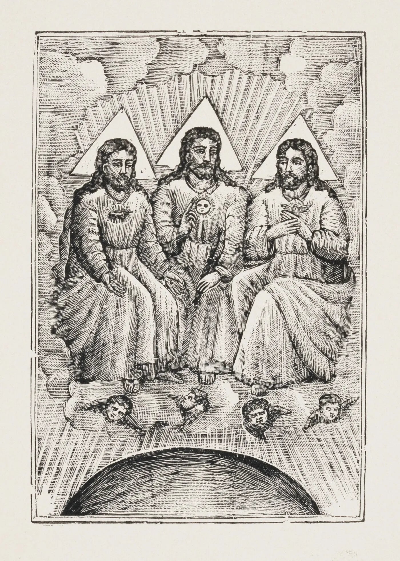 {{ product_title }} Fine Art Print | {{ product_vendor }} Jakero77 Jose Guadalupe Posada - Holy Trinity and Cherubs (1890) - 17"x22" Fine Art Print Art Print  Jakero77