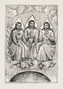 {{ product_title }} Fine Art Print | {{ product_vendor }} Jakero77 Jose Guadalupe Posada - Holy Trinity and Cherubs (1890) - 17"x22" Fine Art Print Art Print  Jakero77