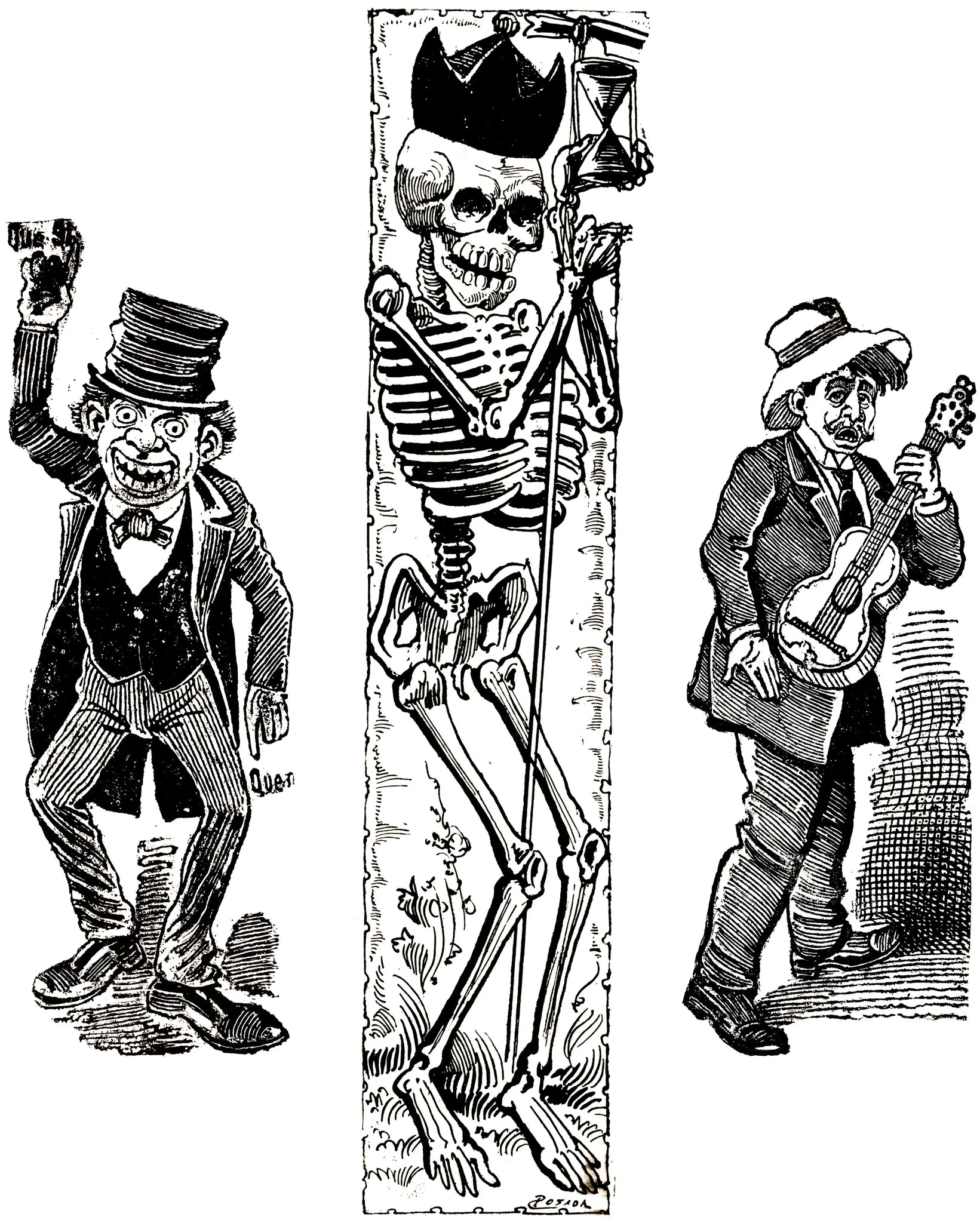 {{ product_title }} Fine Art Print | {{ product_vendor }} Jakero77 Jose Guadalupe Posada - Madman Skeleton & Musician (1890) - 17" x 22" Art Print Art Print  Jakero77