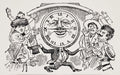 {{ product_title }} Fine Art Print | {{ product_vendor }} Jakero77 Jose Guadalupe Posada - Sad & Funny Farewell to Cathedral Clock (1905) - 17"x22" Fine Art Print Art Print  Jakero77