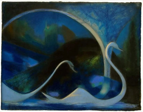 {{ product_title }} Fine Art Print | {{ product_vendor }} Jakero77 Joseph Stella - Swans, Night (1924-30) - 17" x 22" Fine Art Print Art Print  Jakero77