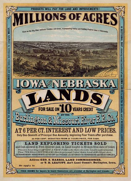 Land for Sale Iowa & Nebraska Pioneer Land Rush 1872 Fine Art Print