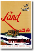 Land With the Marines WWII U.S. Marine Corps 1942 Fine Art Print