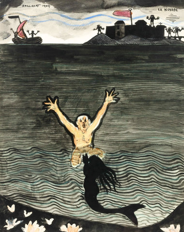 {{ product_title }} Fine Art Print | {{ product_vendor }} Jakero77 Léon Spilliaert - The Drowning (1904) Mermaid Fine Art Print Art Print  Jakero77