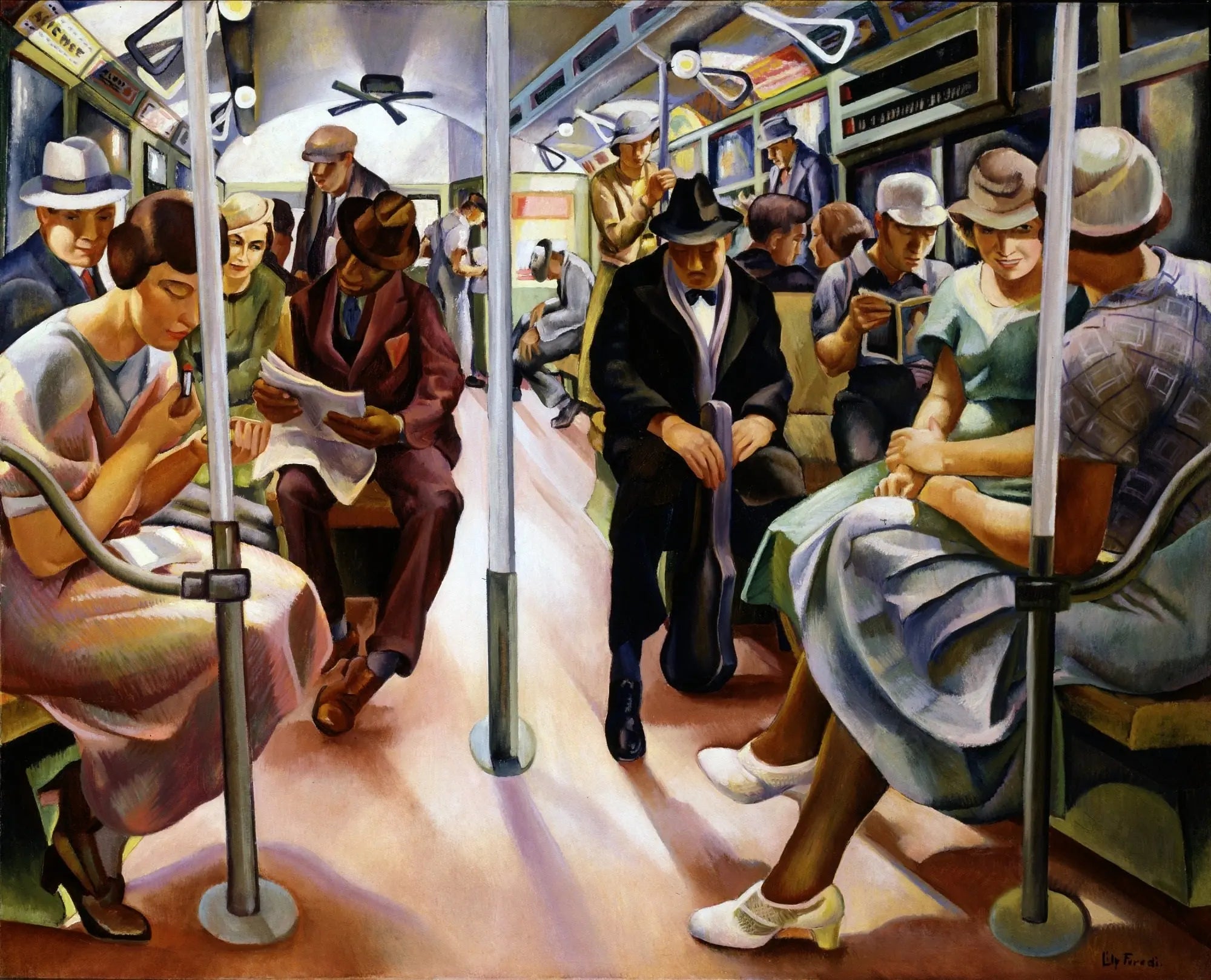 {{ product_title }} Fine Art Print | {{ product_vendor }} Jakero77 Lily Furedi - Subway New York City (1934) - 17" x 22" Fine Art Print Art Print  Jakero77