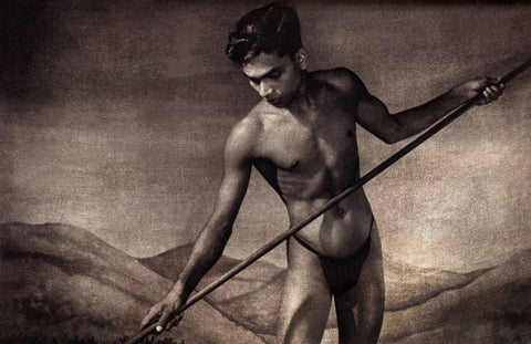 {{ product_title }} Fine Art Print | {{ product_vendor }} Jakero77 Lionel Wendt - Vintage Ceylon Sri Lanka Man (1930s) Fine Art Print Art Print  Jakero77