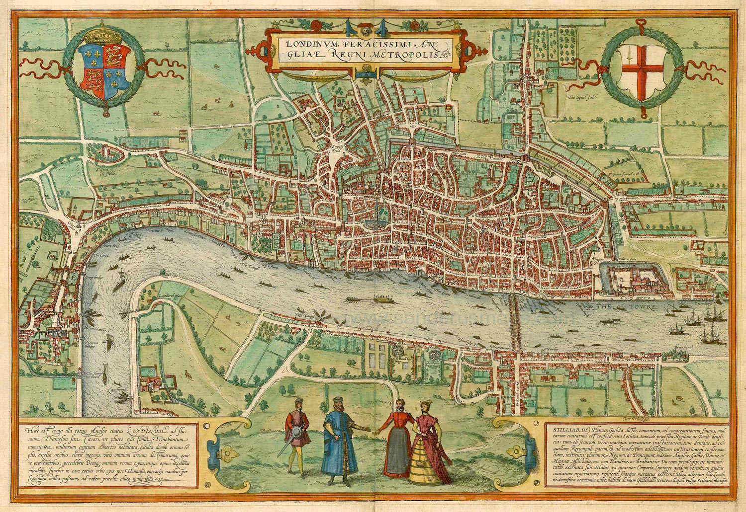 London England Historic City Map Print 1561 Fine Art Print
