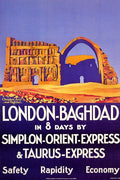 London to Baghdad Iraq Vintage Style Train Travel Poster 1931  Fine Art Print