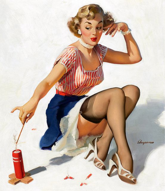 Gil Elvgren "Looking for Trouble" Pin-Up Poster Vintage 1958 Fine Art Print