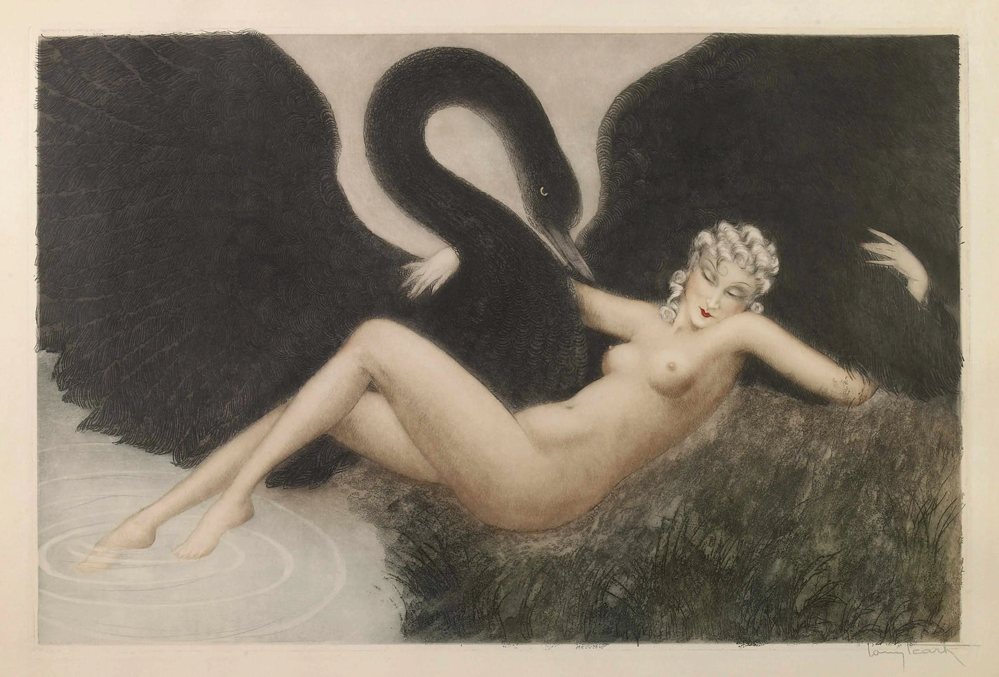 {{ product_title }} Fine Art Print | {{ product_vendor }} Jakero77 Louis Icart - Leda and the Swan (1934) Fine Art Print Art Print  Jakero77