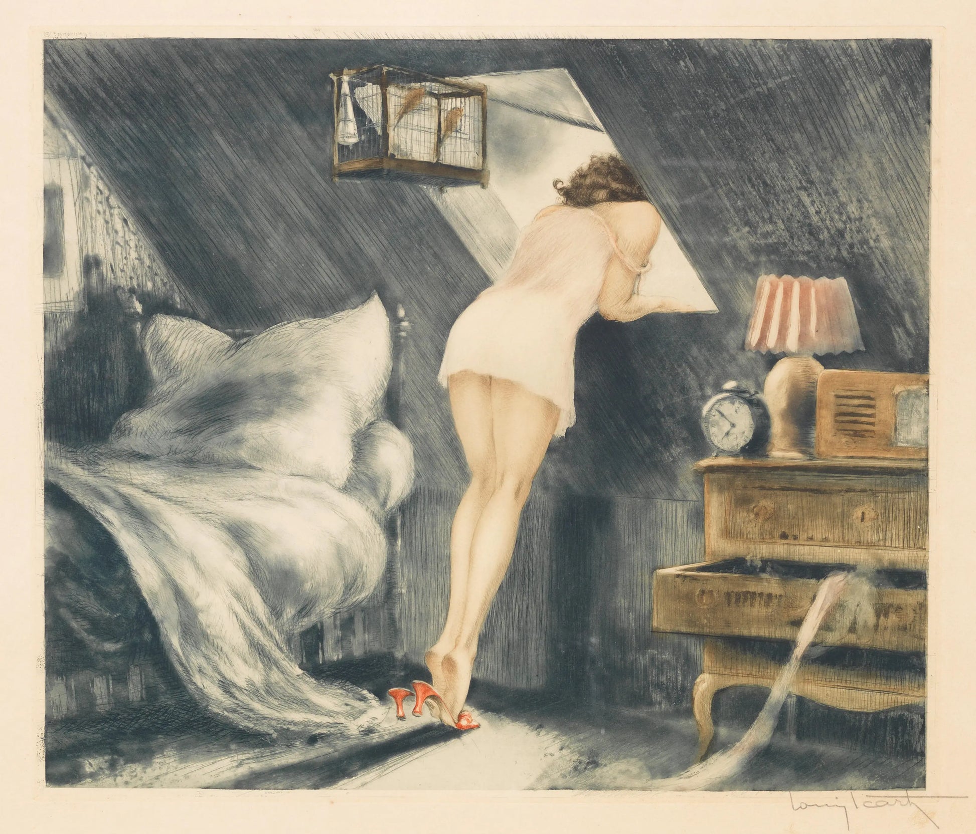 {{ product_title }} Fine Art Print | {{ product_vendor }} Jakero77 Louis Icart - The Attic Room (1940) Fine Art Print Art Print  Jakero77