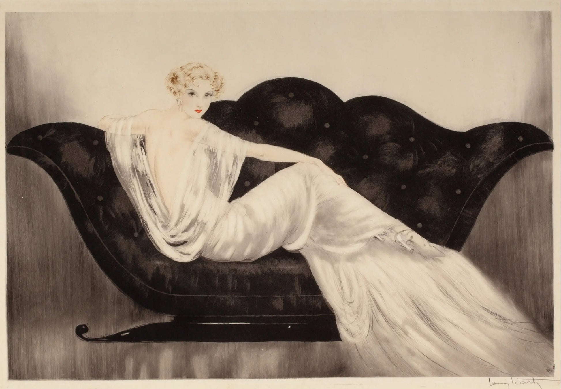 {{ product_title }} Fine Art Print | {{ product_vendor }} Jakero77 Louis Icart - The Sofa (1937) - 17" x 22" Fine Art Print Art Print  Jakero77