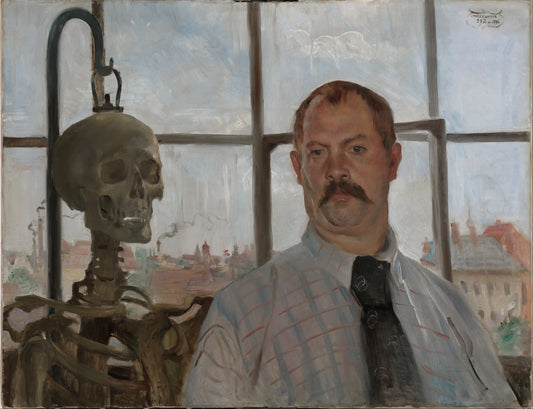 {{ product_title }} Fine Art Print | {{ product_vendor }} Jakero77 Lovis Corinth - Self Portrait with Skeleton (1896) Fine Art Print Art Print  Jakero77