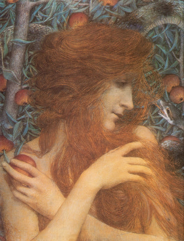 {{ product_title }} Fine Art Print | {{ product_vendor }} Jakero77 Lucien Levy Dhurmer - Eva (1896) Redhead Lady Portrait Fine Art Print Art Print  Jakero77