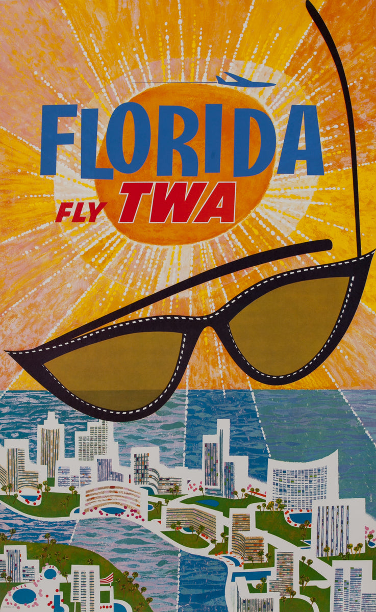 Fly TWA Miami Vintage Style Airline Travel Poster 1960 Fine Art Print
