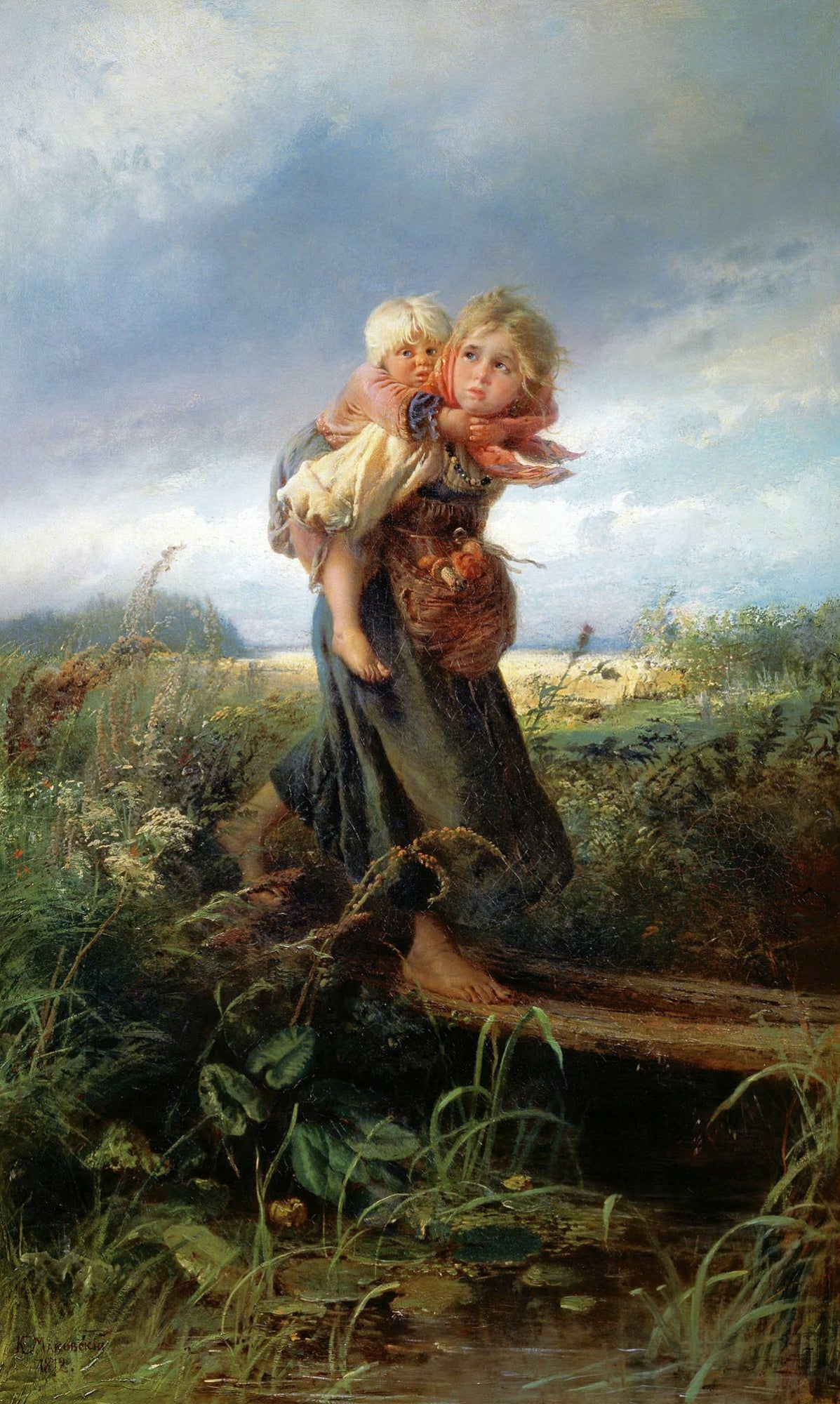 Konstantin Makovsky Children Running from a Thunderstorm 1872 Fine Art Print