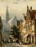Cornelis Springer Many figures in the streets of Haarlem 1870 Fine Art Print