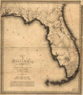 Charles Vignoles Map of Florida Poster 1823 Fine Art Print