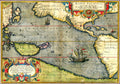 Pacific Ocean & Americas Antique World Map Poster 1589 Fine Art Print