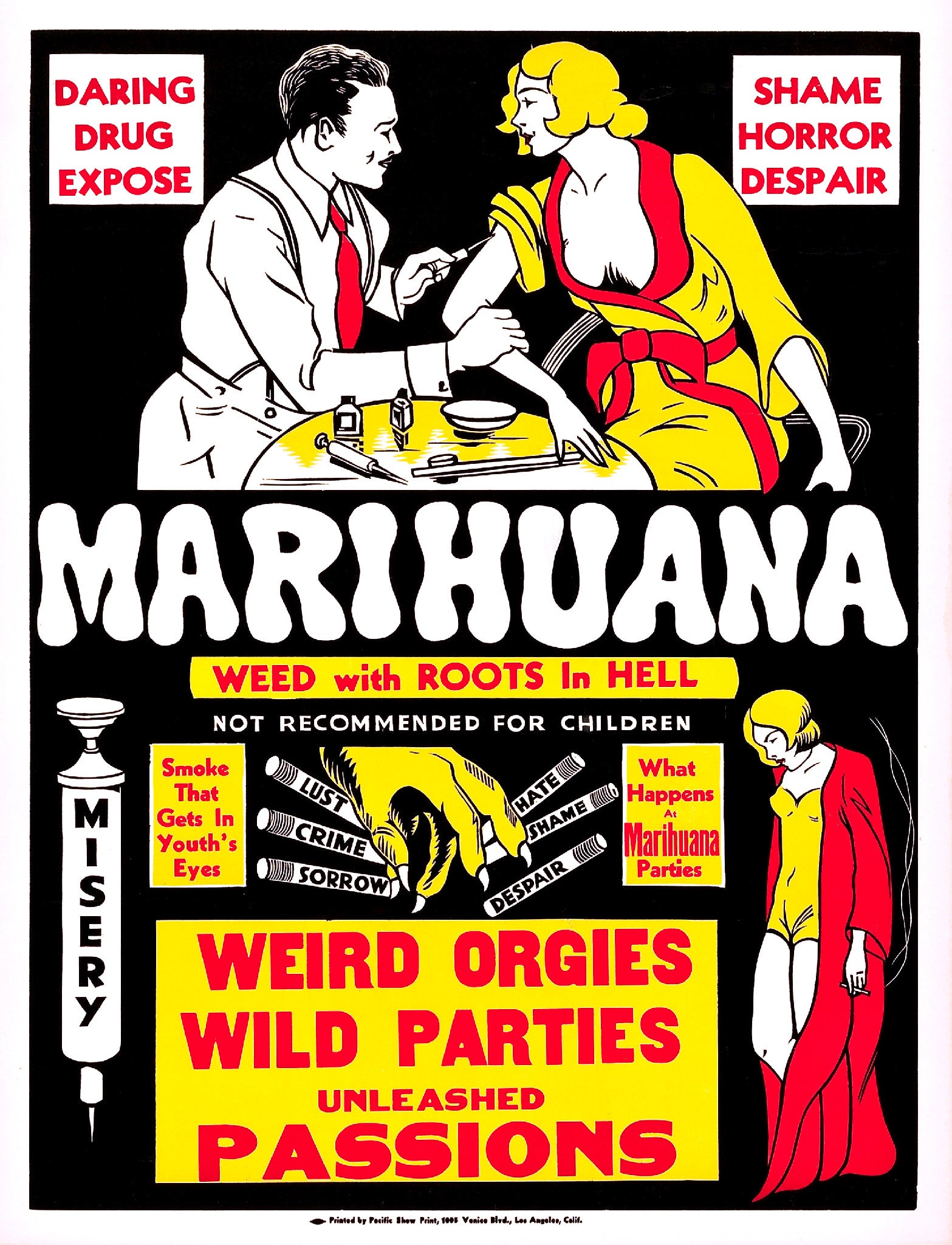 Marihuana Vintage Exploitation Movie Poster 1936 Fine Art Print