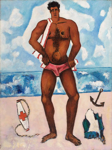 {{ product_title }} Fine Art Print | {{ product_vendor }} Jakero77 Marsden Hartley - Canuck Yankee Lumberjack Old Orchard Beach Maine (1941) Fine Art Print Art Print  Jakero77