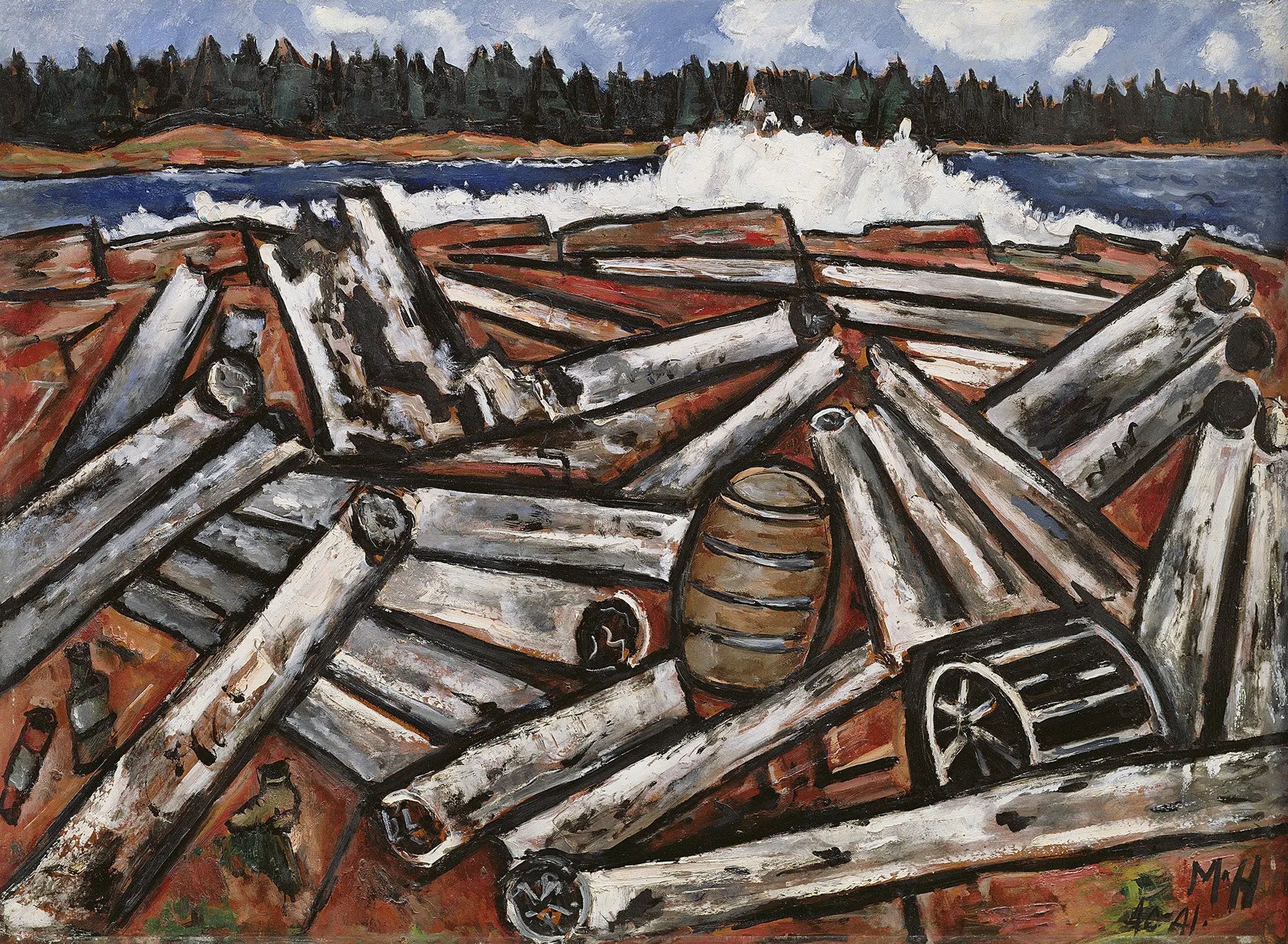 {{ product_title }} Fine Art Print | {{ product_vendor }} Jakero77 Marsden Hartley - Log Jam Penobscot Bay (1940–41) Fine Art Print Art Print  Jakero77