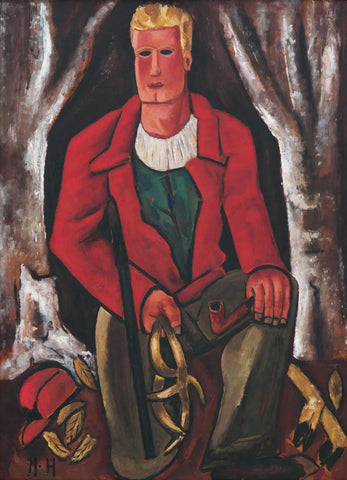 {{ product_title }} Fine Art Print | {{ product_vendor }} Jakero77 Marsden Hartley - Young Hunter Hearing Call to Arms (1939) Fine Art Print Art Print  Jakero77