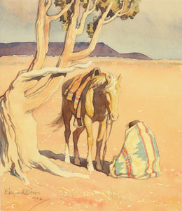 {{ product_title }} Fine Art Print | {{ product_vendor }} Jakero77 Maynard Dixon - Seated Indian with Horse (1942) Fine Art Print Art Print  Jakero77