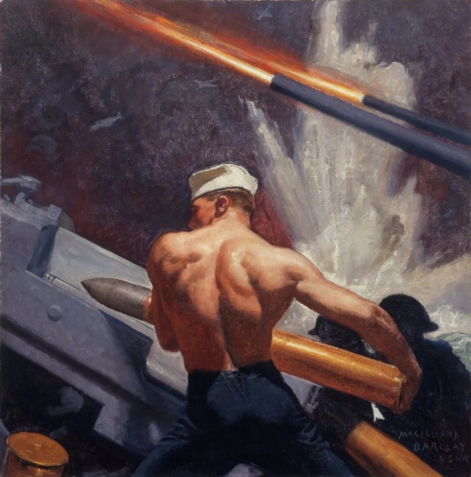{{ product_title }} Fine Art Print | {{ product_vendor }} Jakero77 McClelland Barclay - Navy Gun Crew Loading a 5" 38 Caliber Gun Fine Art Print Art Print  Jakero77
