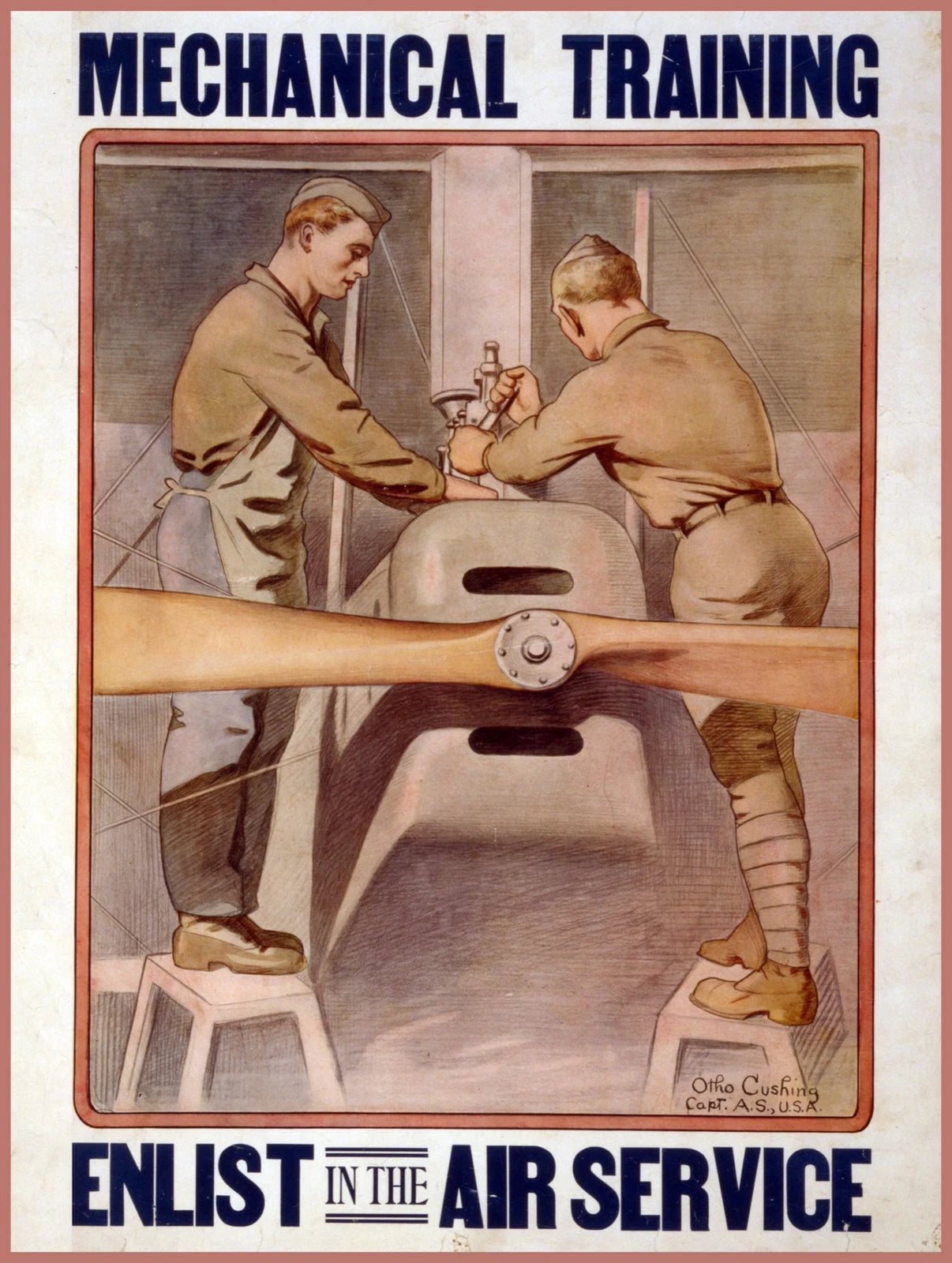 Learn Mechanical Training Enlist in the Air Service 1919 Fine Art Print