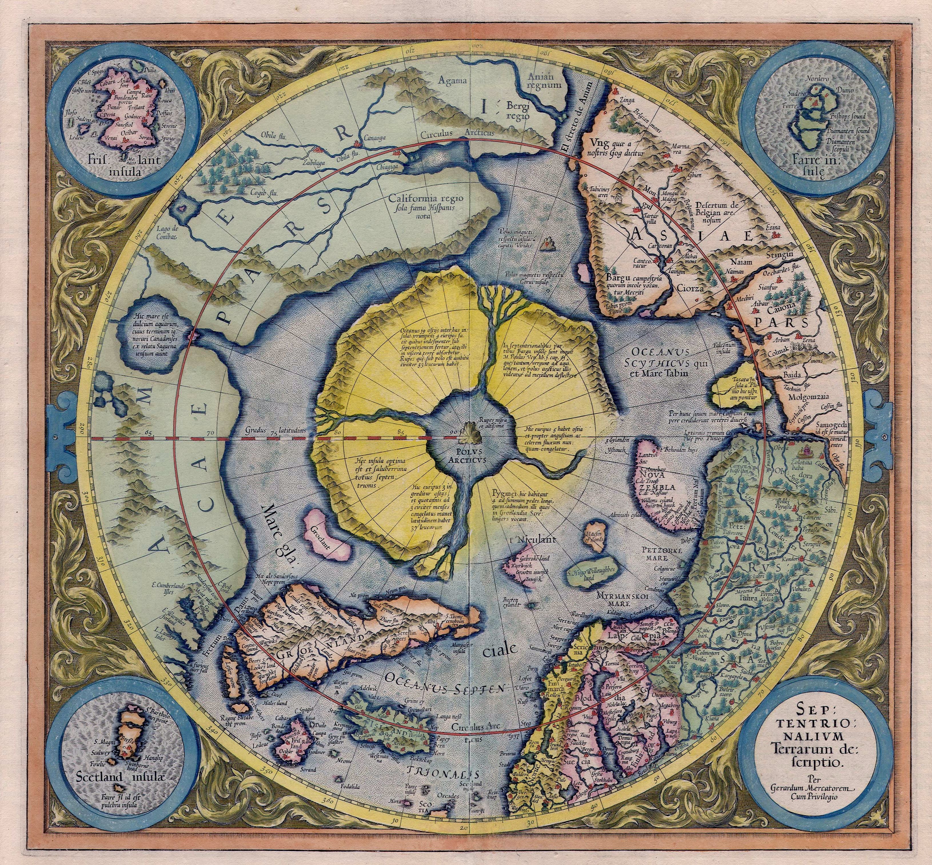 Septentrionalium Terrarum North Pole Antique 1595 Fine Art Print