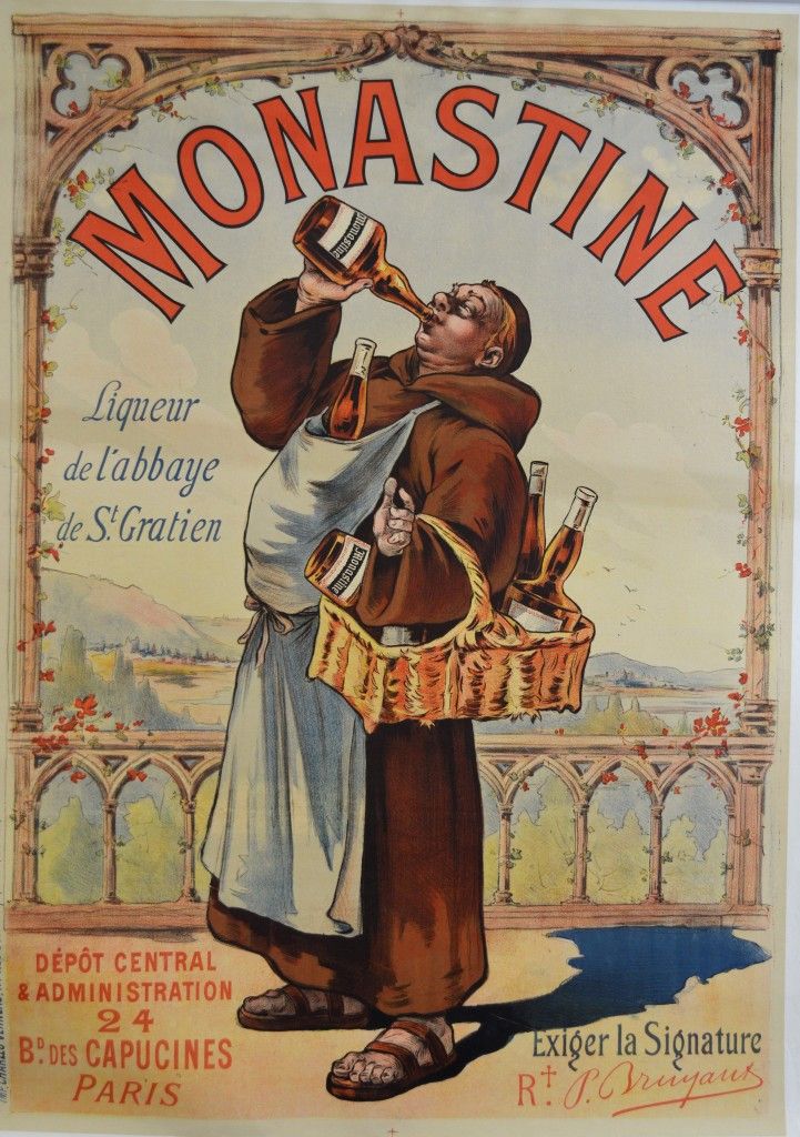 Monastine French Liquor Vintage Style Advertising Poster 1892 Fine Art Print