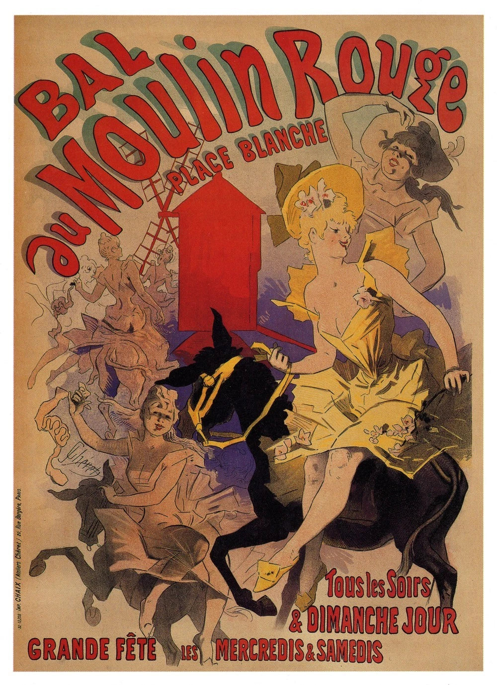 Moulin Rouge French Art Nouveau Vintage Style 1897 Fine Art Print