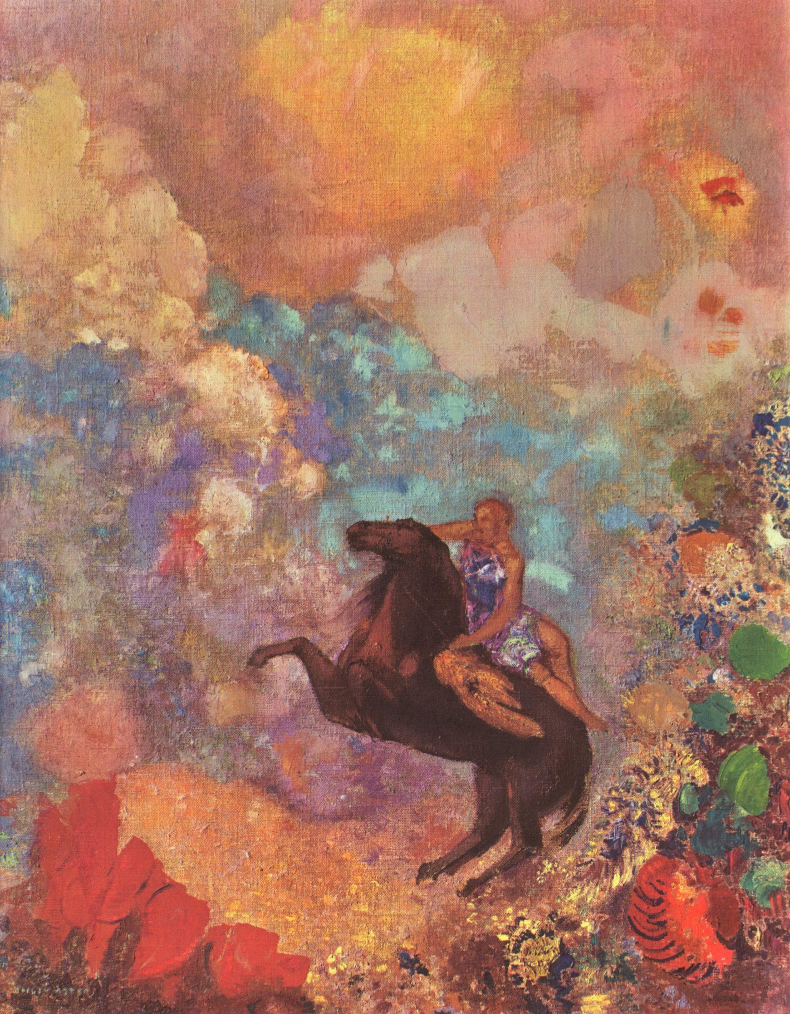 Odilon Redon Muse on Pegasus 1907-1910 Fine Art Print