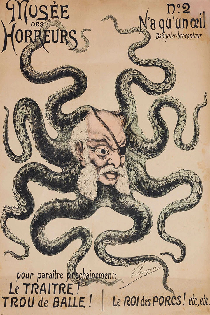 Museum of Horrors Octopus Man Freak Show Vintage Style 1899  Fine Art Print